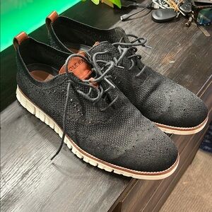 Cole Haan Black Knit Oxfords with Brown Accents